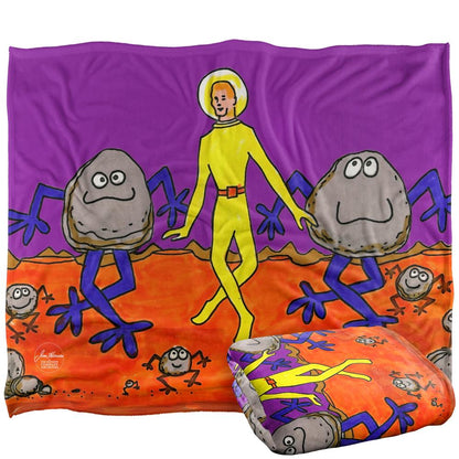 Alpine Purple-Orange - Back - Jim Henson Signature Collection Spaceman Dancing Silky Supersoft Blanket