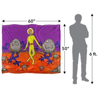 Alpine Purple-Orange - Pack Shot - Jim Henson Signature Collection Spaceman Dancing Silky Supersoft Blanket