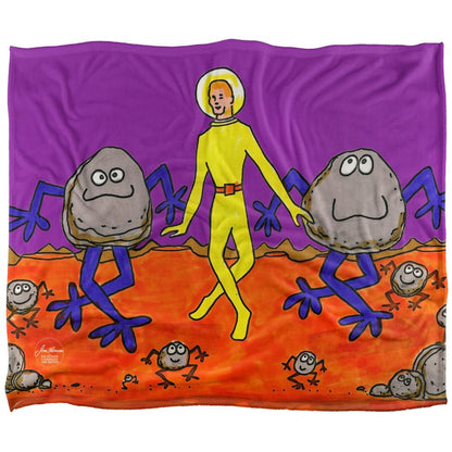 Alpine Purple-Orange - Front - Jim Henson Signature Collection Spaceman Dancing Silky Supersoft Blanket