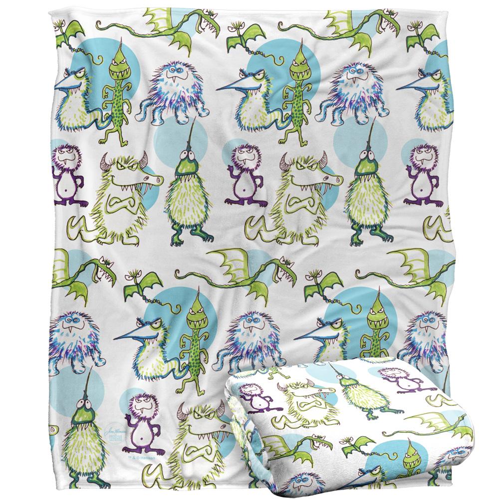 White-Green - Back - Jim Henson Signature Collection Silky Monster Doodles Supersoft Blanket