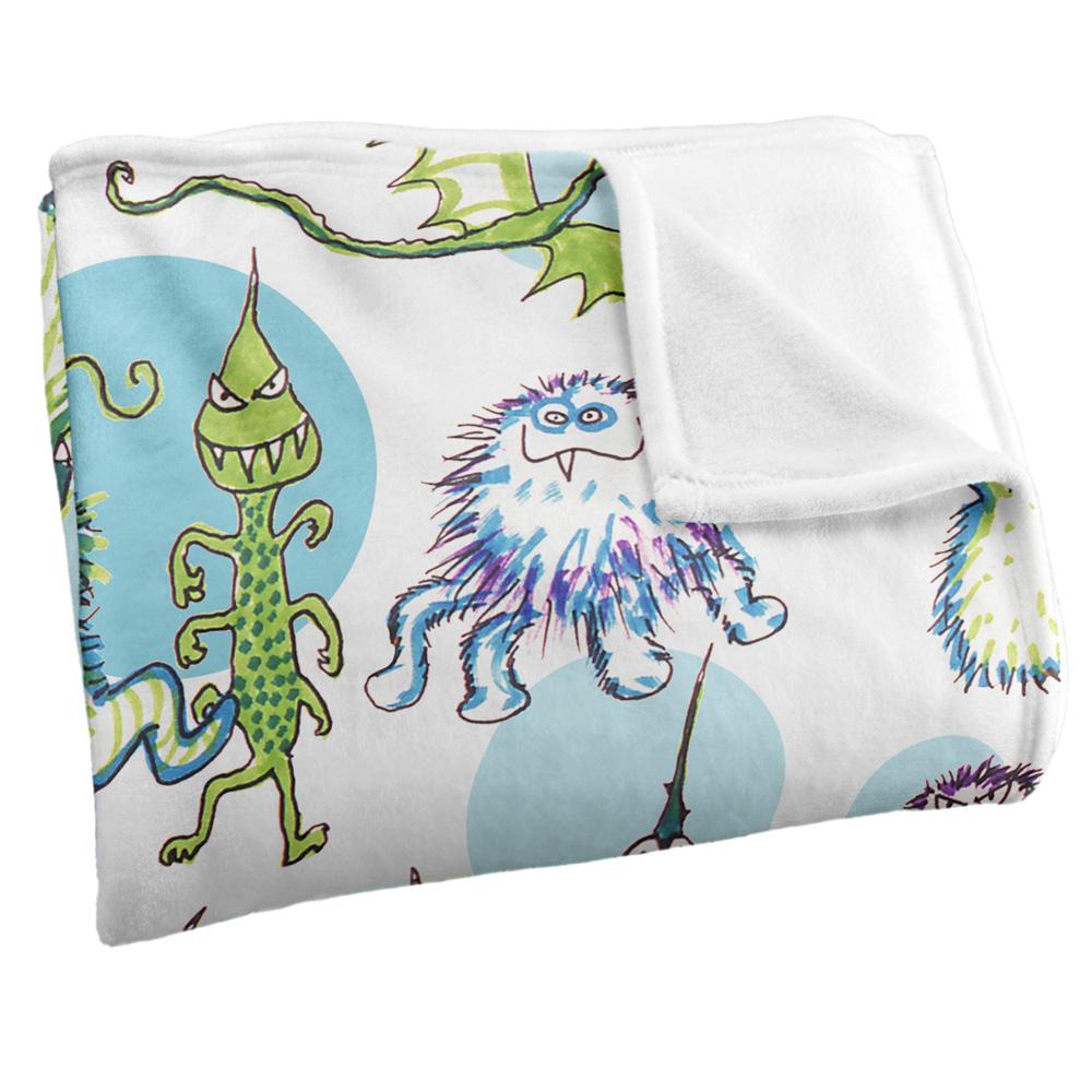 White-Green - Side - Jim Henson Signature Collection Silky Monster Doodles Supersoft Blanket