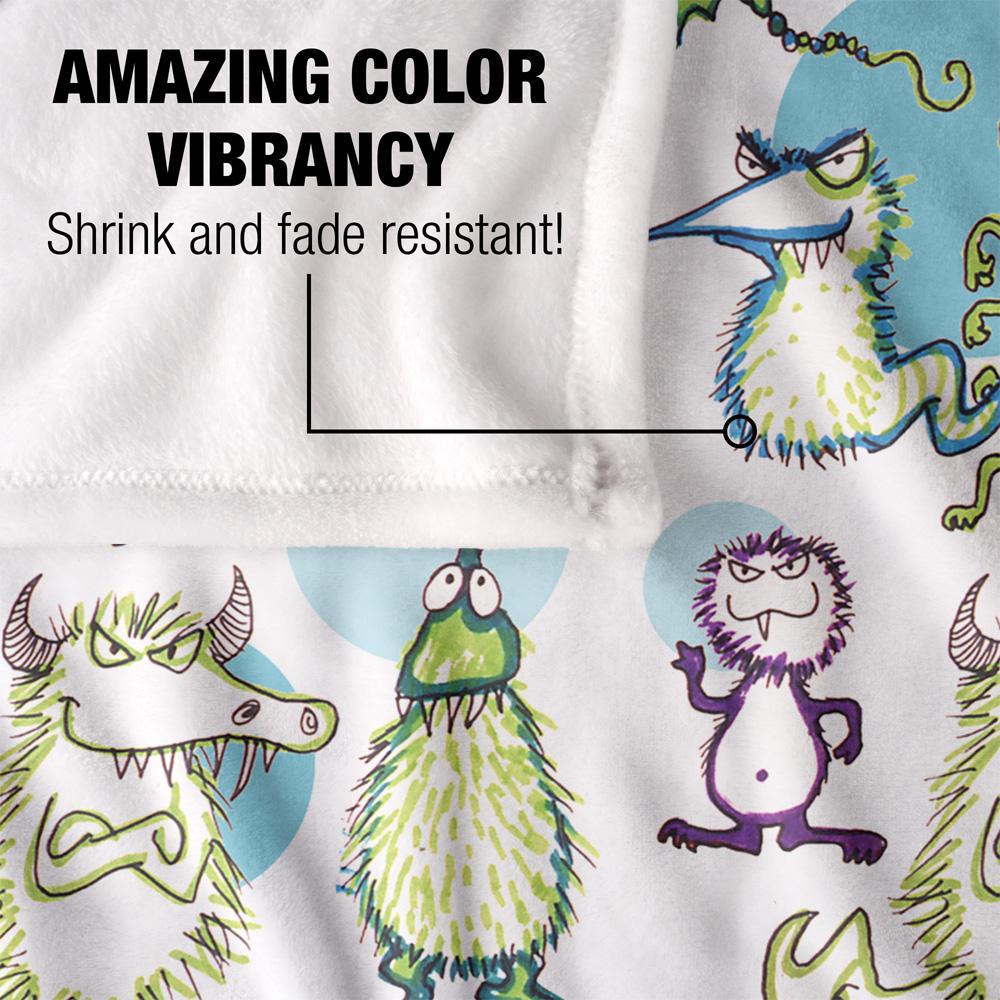 White-Green - Lifestyle - Jim Henson Signature Collection Silky Monster Doodles Supersoft Blanket