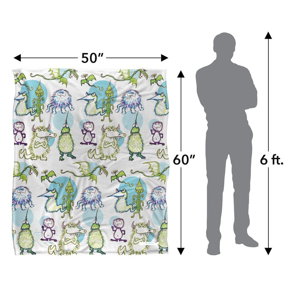 White-Green - Pack Shot - Jim Henson Signature Collection Silky Monster Doodles Supersoft Blanket