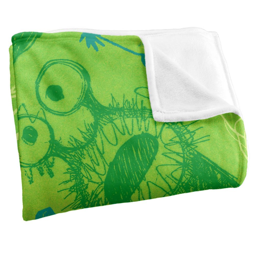 Green - Side - Jim Henson Signature Collection Green Monsters Silky Supersoft Blanket