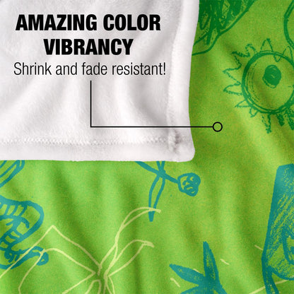 Green - Lifestyle - Jim Henson Signature Collection Green Monsters Silky Supersoft Blanket