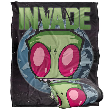 Multicoloured - Back - Invader Zim Invade Silky Supersoft Blanket