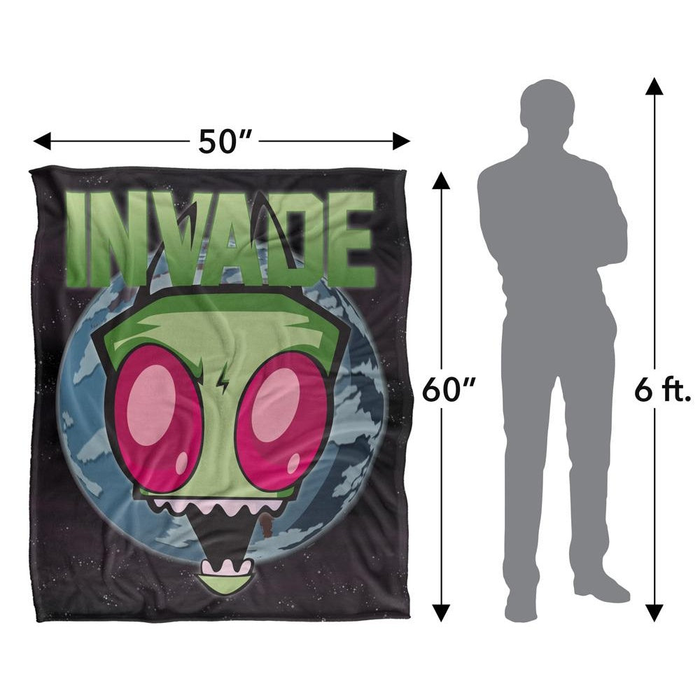 Multicoloured - Pack Shot - Invader Zim Invade Silky Supersoft Blanket