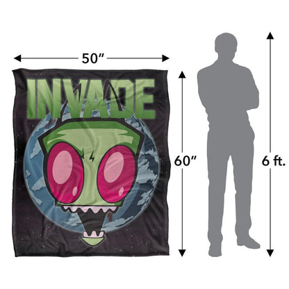 Multicoloured - Pack Shot - Invader Zim Invade Silky Supersoft Blanket