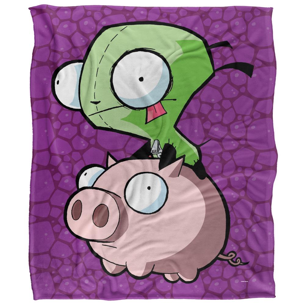 Multicoloured - Front - Invader Zim Silky Pig Supersoft Blanket