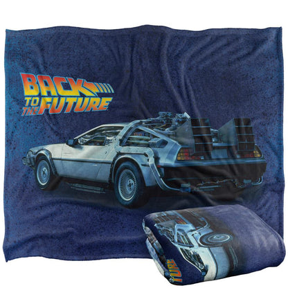 Blue-Silver-Yellow - Back - Back To The Future Silky Delorean Supersoft Blanket