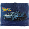 Blue-Silver-Yellow - Front - Back To The Future Silky Delorean Supersoft Blanket