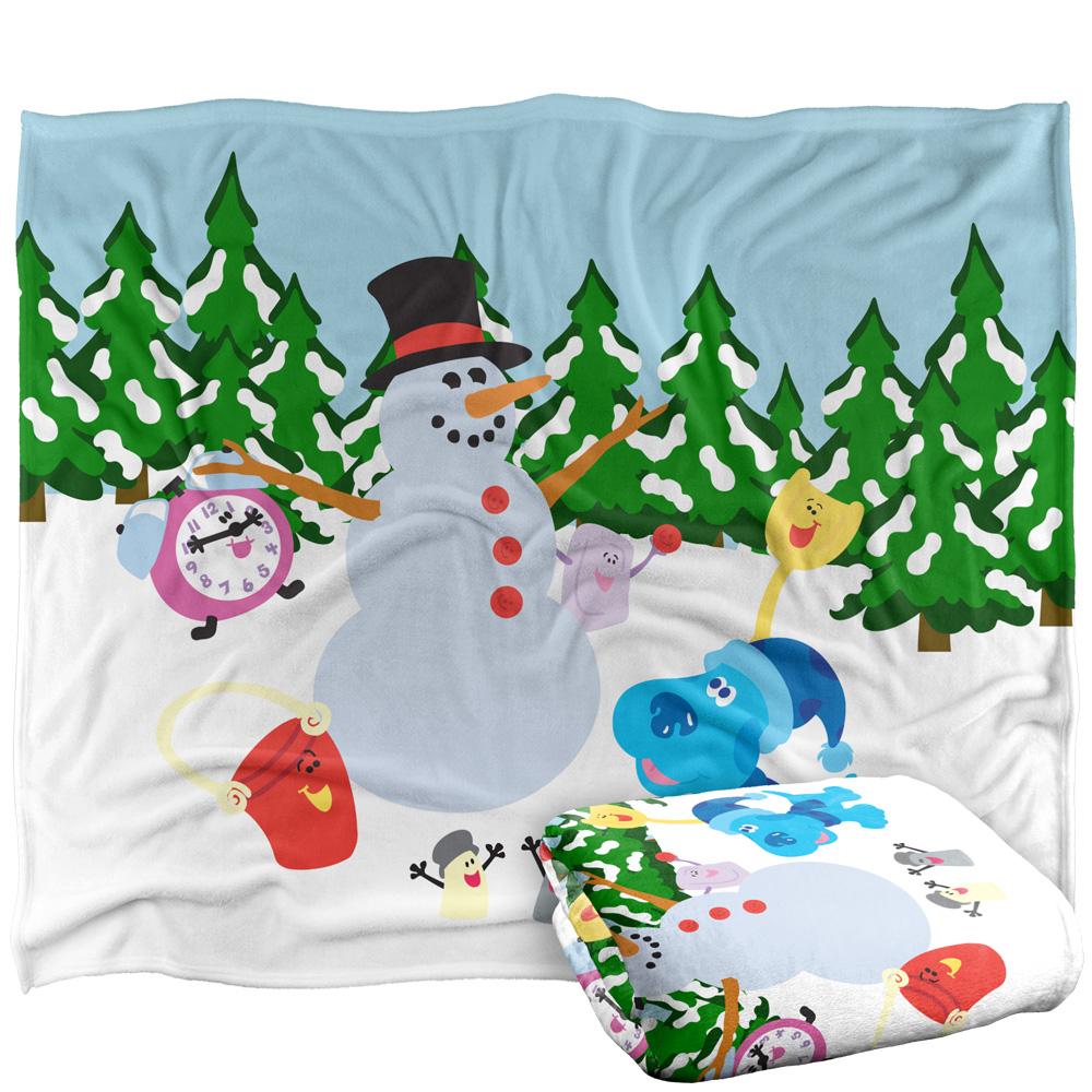 Multicoloured - Back - Blue´s Clues Silky Landscape Blue Winter Supersoft Blanket