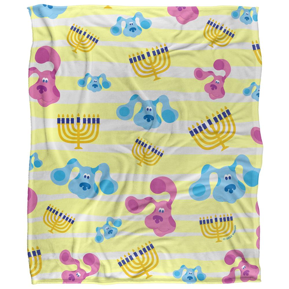 Multicoloured - Front - Blue´s Clues Silky Patterned Blue Hanukkah Supersoft Blanket