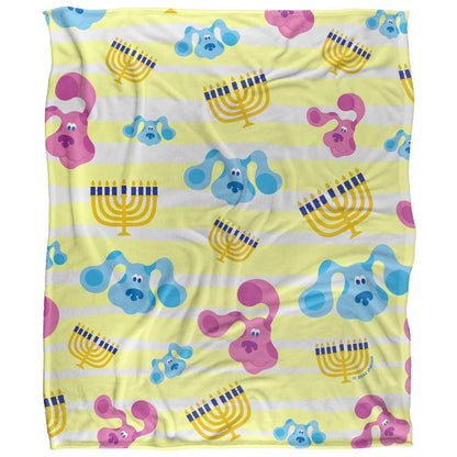 Multicoloured - Front - Blue´s Clues Silky Patterned Blue Hanukkah Supersoft Blanket