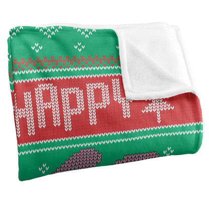 Multicoloured - Side - Ren & Stimpy Silky Christmas Sweater Holiday Supersoft Blanket