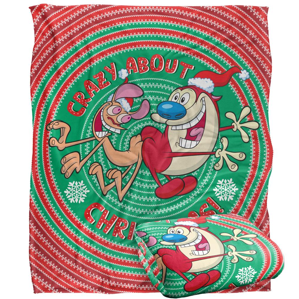 Multicoloured - Back - Ren & Stimpy Crazy About Christmas Silky Supersoft Blanket