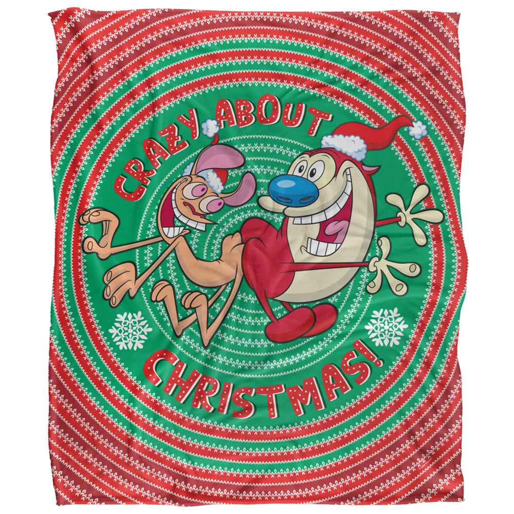 Multicoloured - Front - Ren & Stimpy Crazy About Christmas Silky Supersoft Blanket