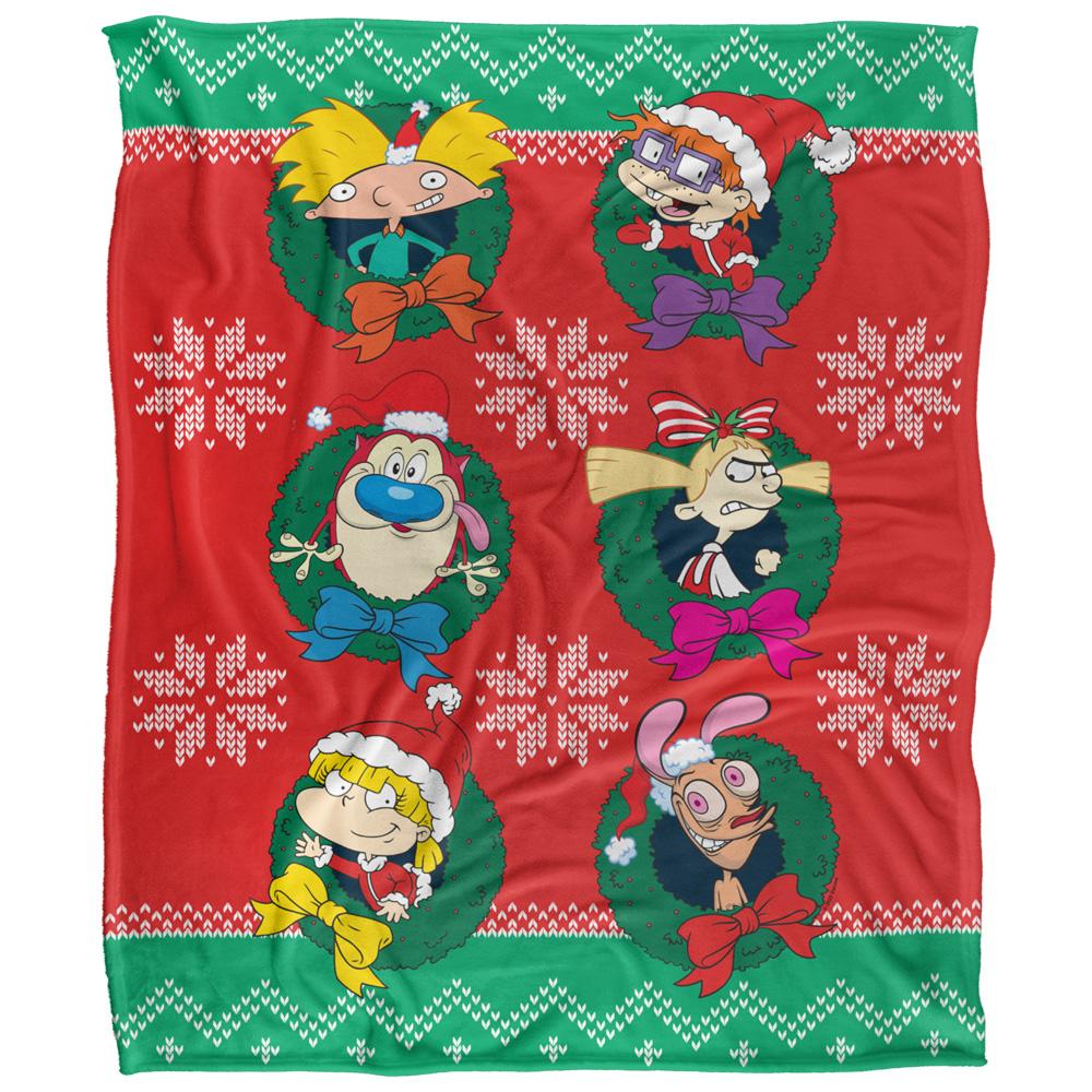 Multicoloured - Front - Nickelodeon 90´S Combo Silky Characters Supersoft Blanket