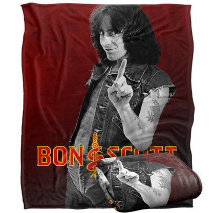 Multicoloured - Back - Bon Scott Silky Logo Supersoft Blanket