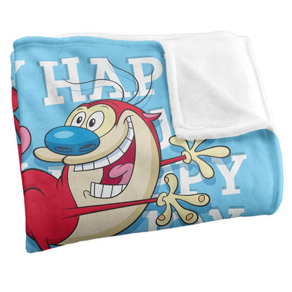 Multicoloured - Side - Ren & Stimpy Happy Happy Joy Joy Silky Supersoft Blanket