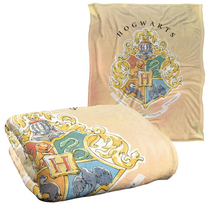 Multicoloured - Back - Harry Potter Silky Hogwarts Crest Supersoft Blanket