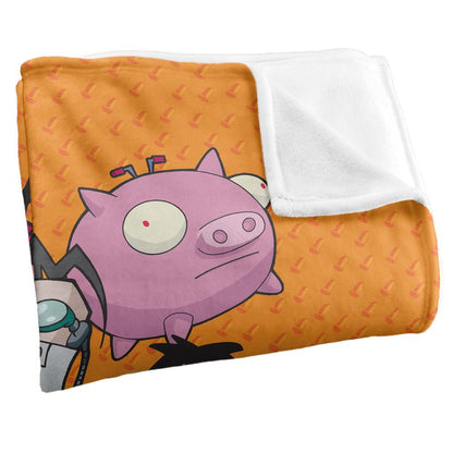 Multicoloured - Side - Invader Zim Silky Group Supersoft Blanket