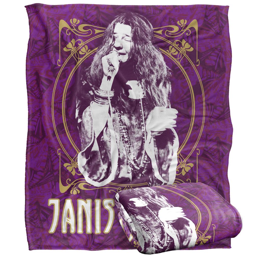 Multicoloured - Back - Janis Joplin Silky Framed Supersoft Blanket