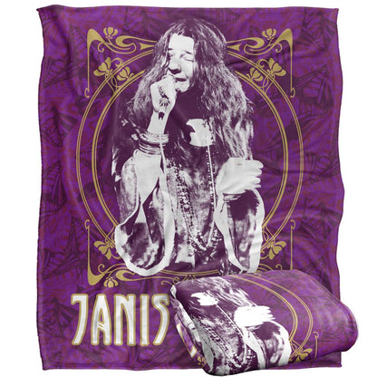 Multicoloured - Back - Janis Joplin Silky Framed Supersoft Blanket