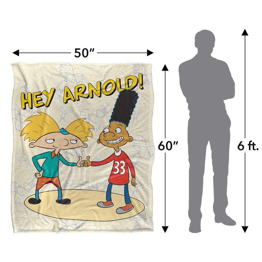 Multicoloured - Pack Shot - Hey Arnold! Silky Arnold & Gerald Supersoft Blanket