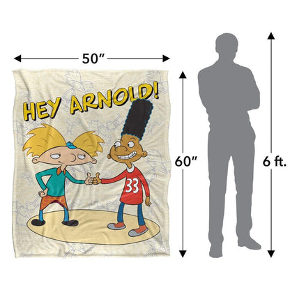 Multicoloured - Pack Shot - Hey Arnold! Silky Arnold & Gerald Supersoft Blanket