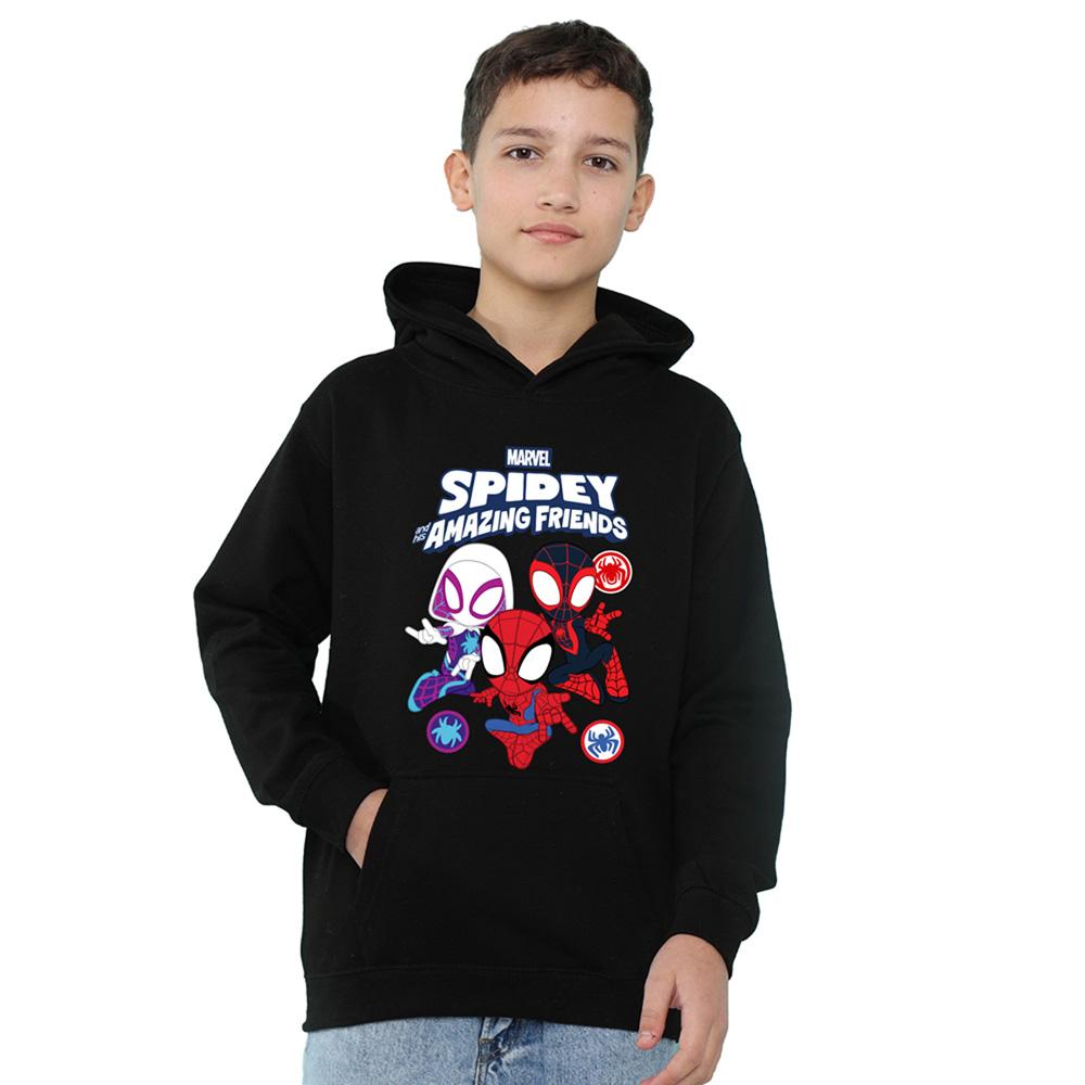 Athletic Heather - Front - Spidey And His Amazing Friends Childrens-Kids Group Heather Pull Over Hoodie