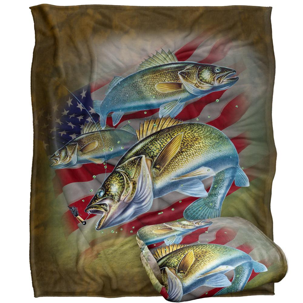 Multicoloured - Back - JQ Licensing Silky American Flag Fishing Supersoft Blanket