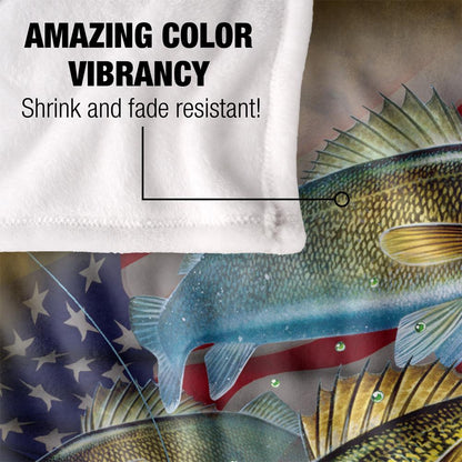 Multicoloured - Lifestyle - JQ Licensing Silky American Flag Fishing Supersoft Blanket