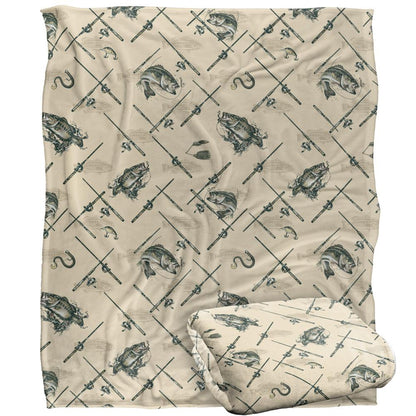 Multicoloured - Back - JQ Licensing Silky Patterned Fishing Supersoft Blanket