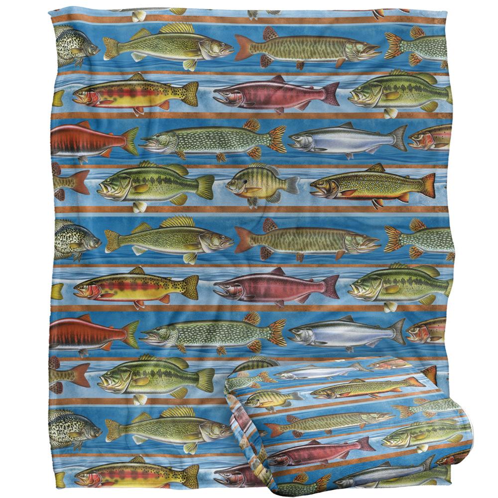 Multicoloured - Back - JQ Licensing Silky Patterned Fishing Supersoft Blanket