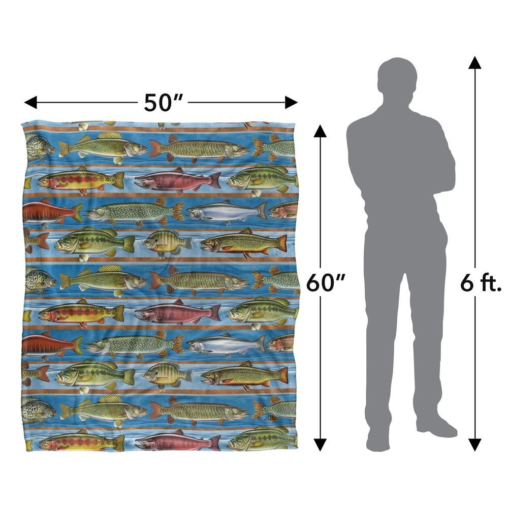 Multicoloured - Pack Shot - JQ Licensing Silky Patterned Fishing Supersoft Blanket