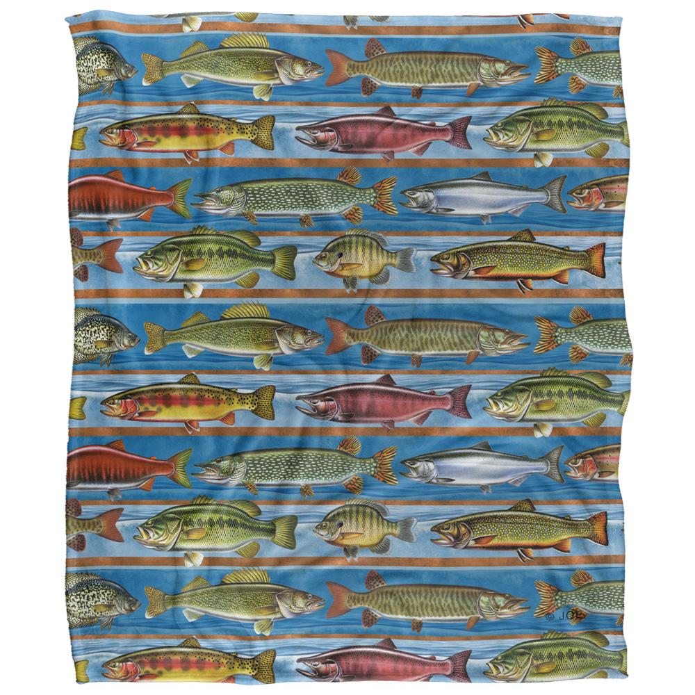 Multicoloured - Front - JQ Licensing Silky Patterned Fishing Supersoft Blanket