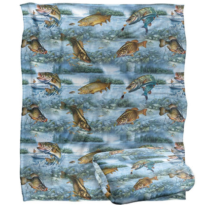 Multicoloured-Multicoloured - Back - JQ Licensing 2 Silky Patterned Fishing Supersoft Blanket