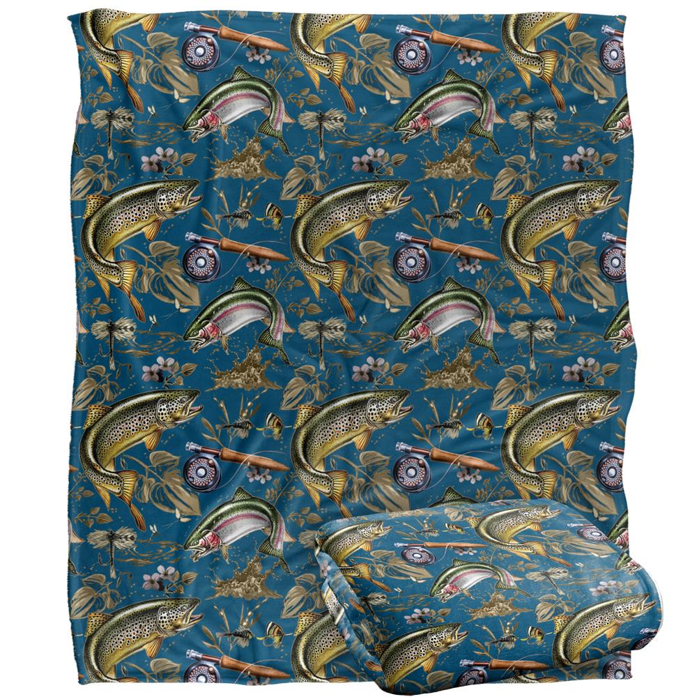 Multicoloured - Back - JQ Licensing Jl-Jp-Jq 2 Silky Trout Fishing Supersoft Blanket