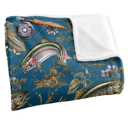 Multicoloured - Side - JQ Licensing Jl-Jp-Jq 2 Silky Trout Fishing Supersoft Blanket