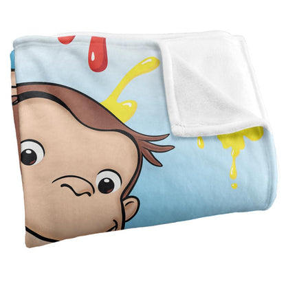 Multicoloured - Side - Curious George Silky Paint Supersoft Blanket