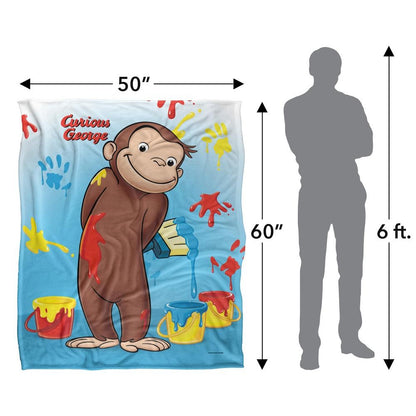 Multicoloured - Pack Shot - Curious George Silky Paint Supersoft Blanket