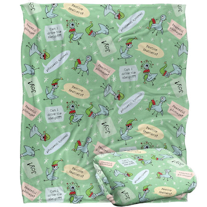 Multicoloured-Multicoloured - Back - The Pigeon Dont Let Drive The Joy Silky Sleigh Supersoft Blanket