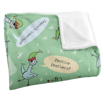 Multicoloured-Multicoloured - Side - The Pigeon Dont Let Drive The Joy Silky Sleigh Supersoft Blanket