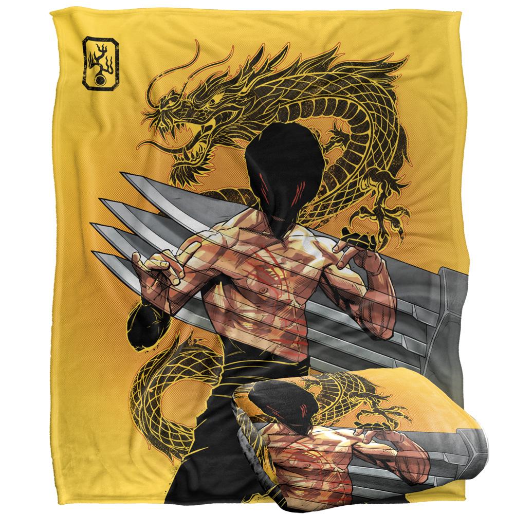 Multicoloured - Back - Enter The Dragon Silky Dragon Claw Bruce Lee Soft Touch Blanket