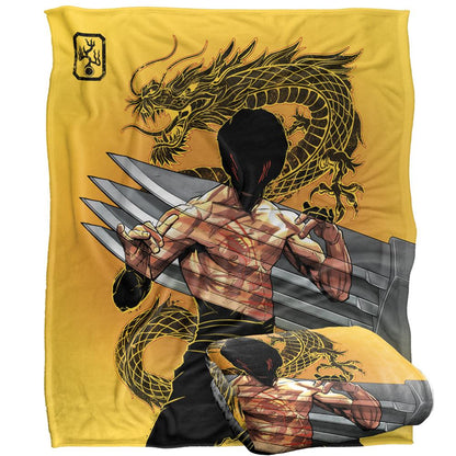 Multicoloured - Back - Enter The Dragon Silky Dragon Claw Bruce Lee Soft Touch Blanket