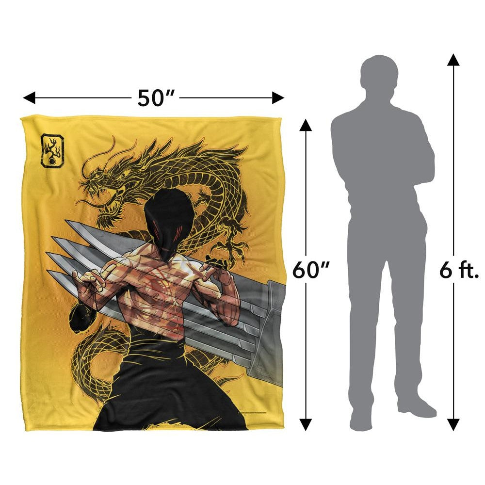 Multicoloured - Pack Shot - Enter The Dragon Silky Dragon Claw Bruce Lee Soft Touch Blanket