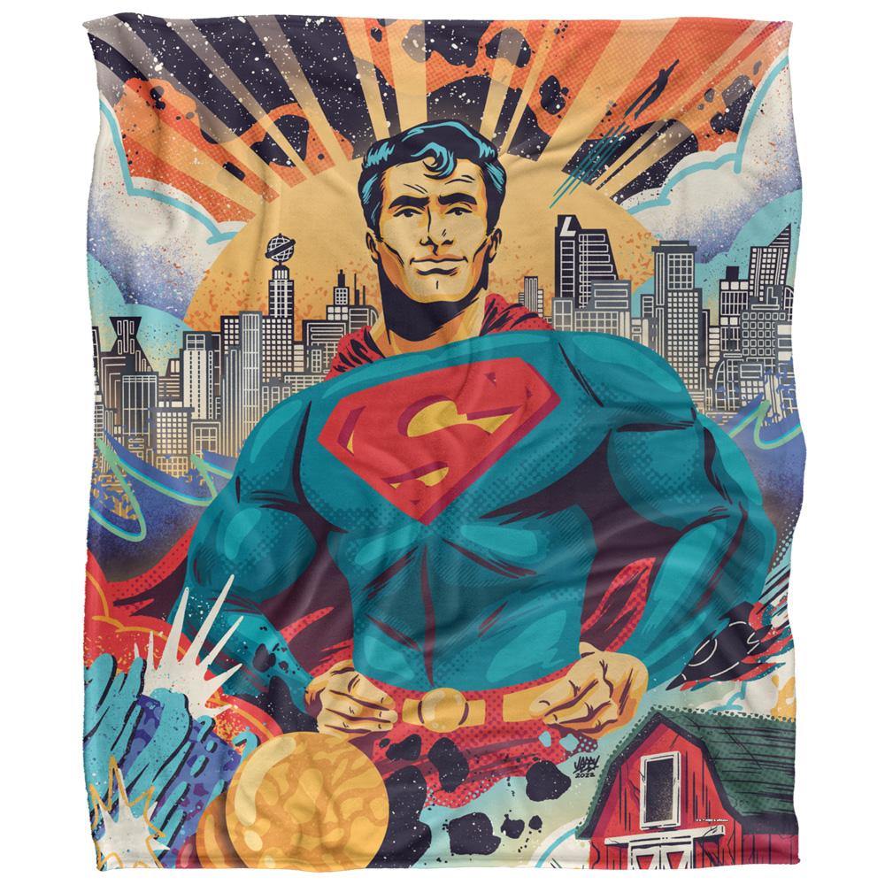 Multicoloured - Front - Superman Jappy Agoncillo Silky Soft Touch Blanket