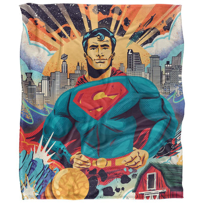 Multicoloured - Front - Superman Jappy Agoncillo Silky Soft Touch Blanket