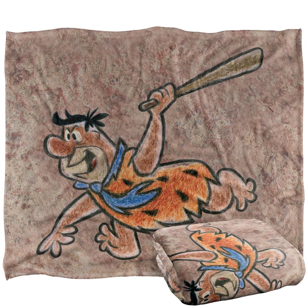Multicoloured - Back - The Flintstones Wall Drawing Silky Fred Supersoft Blanket
